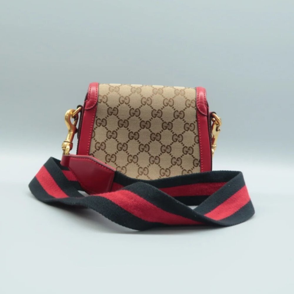 100% Authentic GUCCI Brown&Red Cloth Crossbody Bag - Picture 2 of 12